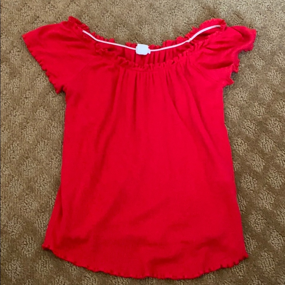 Red Shirt with Ruffled Lining